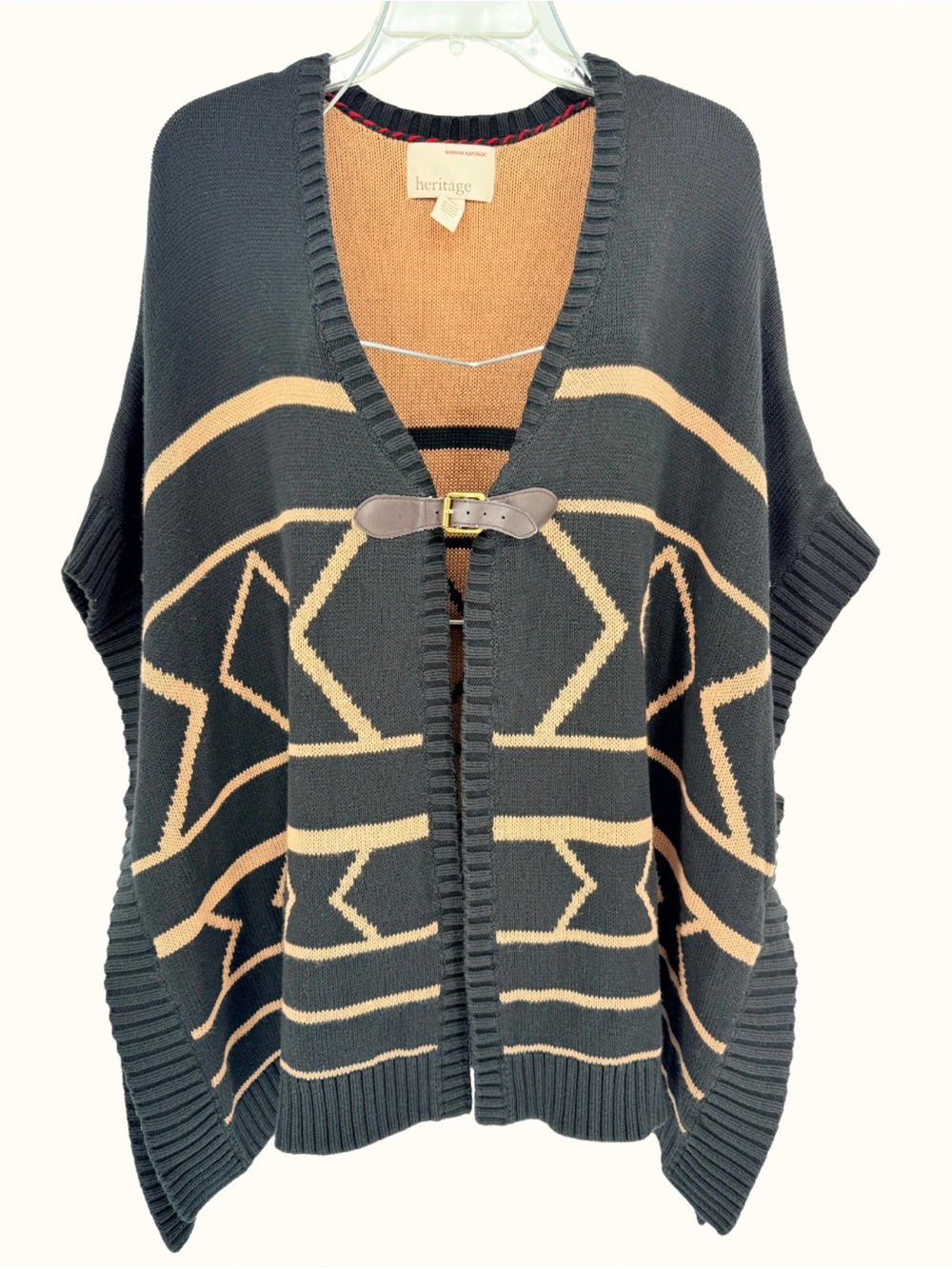 Banana Republic Heritage Intarsia Poncho Ruana Sweater M L Dark Academia Knit
